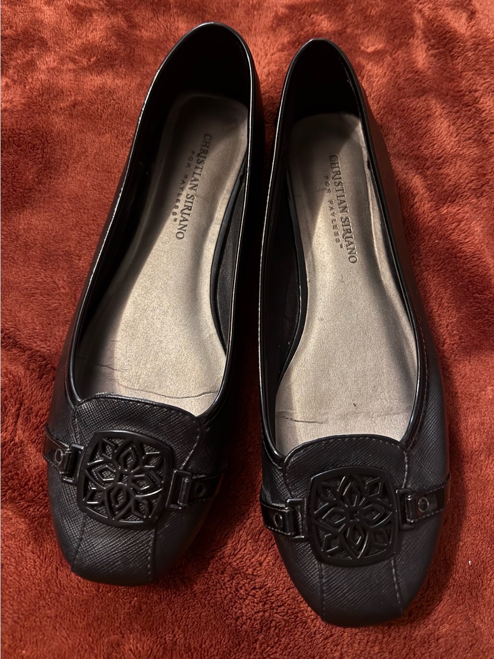 Christian Siriano Black Decorative Medallion Flats